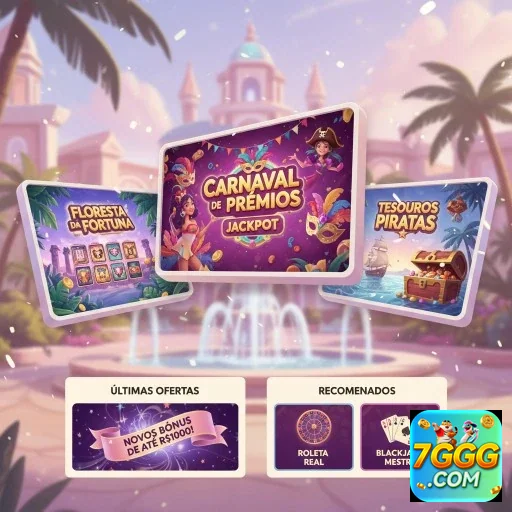 Interface do aplicativo 7ggg com jogos e promoções visíveis.