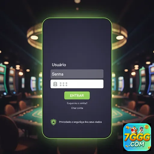 Tela de login do aplicativo 7ggg para apostas esportivas.
