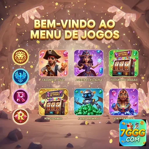 Interface do menu de jogos do 7ggg com slots variados.