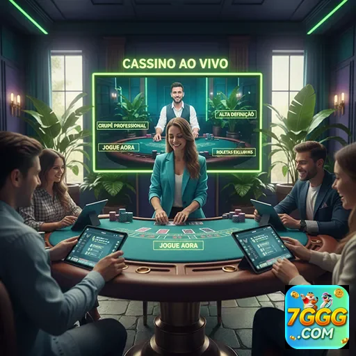 Jogadores em ação no cassino ao vivo do 7ggg com crupê profissional.