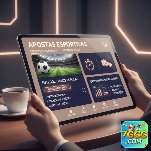 Usuário interagindo com aplicativo de apostas esportivas no 7ggg.