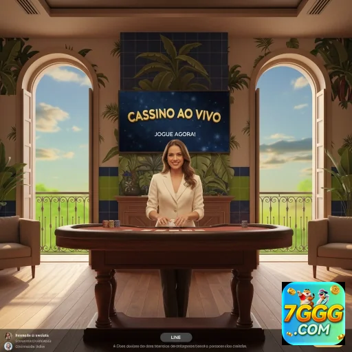 Dealer no aplicativo 7ggg demonstra jogo ao vivo.