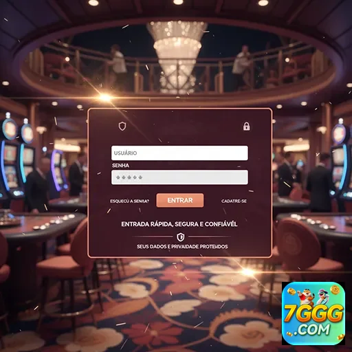 Tela de login da plataforma 7ggg com fundo de cassino.