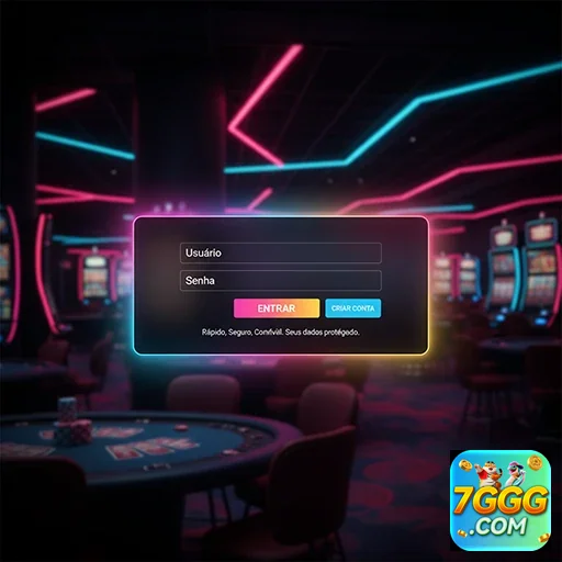 Tela de login do 7ggg em ambiente de cassino moderno.