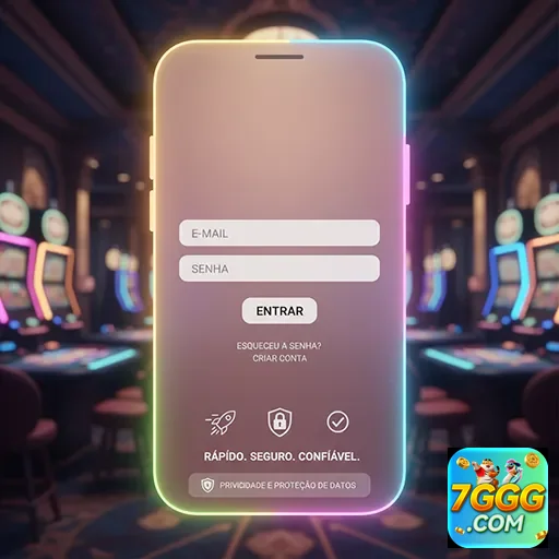 Tela de login da plataforma 7ggg com opções seguras.