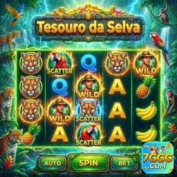 Tela do jogo Tesouro da Selva no 7ggg com símbolos vibrantes.