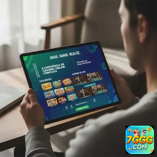 Usuário jogando na plataforma 7ggg com dealers ao vivo.